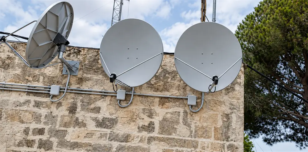 Rooftop satellite dishes